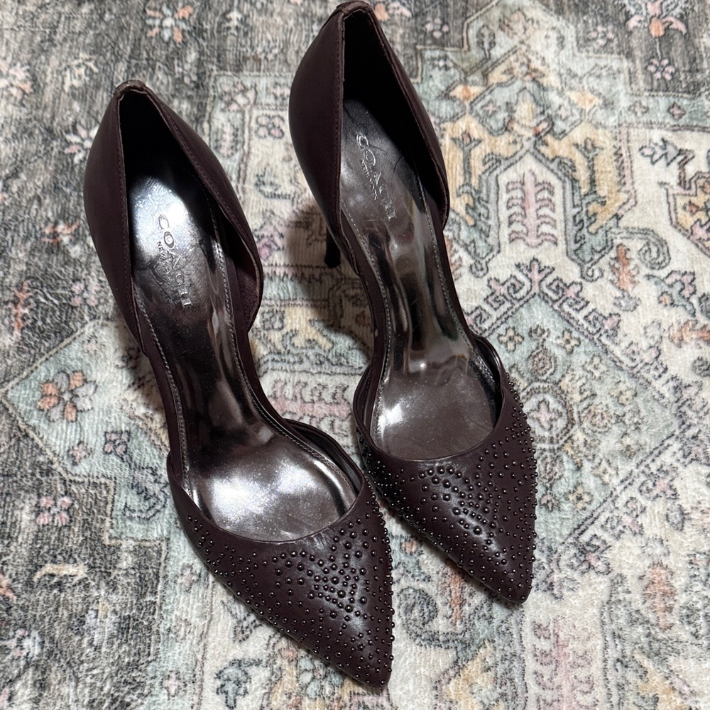 Coach Dark plum  Studded Heels